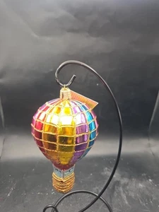 Alte Welt Weihnachten Heißluftballon (36056) mundgeblasenes Glas Baumschmuck Regenbogen - Bild 1 von 12