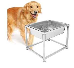2 Gal Elevated Large Dog Water Bowl, Stainless Steel Metal Dog Bowl Adjustable. - Picture 1 of 7