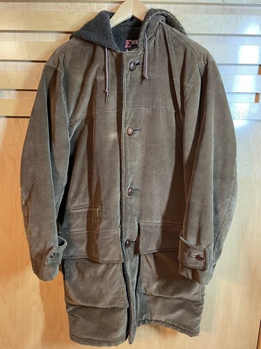 BURBERRY Giacca Parka Vintage Excalibur Velluto a velo da uomo taglia M con bottoni completi pelliccia sintetica con cappuccio