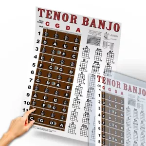 Laminated Tenor Banjo 4 String Fingerboard Wall Chord Chart Poster Notes Chords - Picture 1 of 6