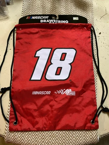 Nascar # 18 Nylon Red Drawstring Backpack 18" x 13.5" Cover