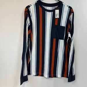 Original Use Mens Striped Long Sleeve T-Shirt Pocket Gold Stripe Medium New - Picture 1 of 7
