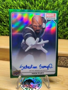 2023 UD Marvel Platinum Nick Fury Artist Auto SSP Green Rainbow /10 - Picture 1 of 2