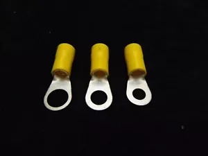 6 PK 4 GAUGE VINYL RINGS 5/16 3/8 1/2 HOLE YELLOW TERMINAL CONNECTOR 2 PCS EA - Picture 1 of 4