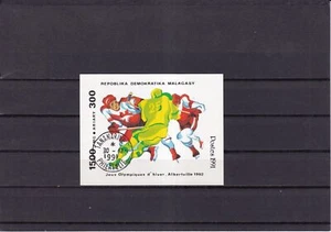 SA30d Madagascar 1991 Winter Olympics Albertville '92 used minisheet imperf - Picture 1 of 1