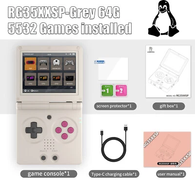 ANBERNIC RG35XXSP Handheld Game Console 3.5" IPS Screen Open Flip Game Player - Image 1 of 4