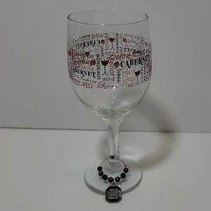 Wine Glass Cabernet Red White Black With South Carolina Gamecocks Charm 7" Tall - Picture 1 of 8