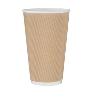 Fiesta Recyclable Hot Cup Ripple Wall Kraft 16oz (Box 500) - Picture 1 of 10