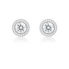 Sterling Silver Center Circle CZ and Micro Pave Earrings