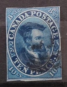 UN #7  10p Jacques Cartier Blue, Thin Wove Paper Vibrant W/Light Cancel. - Picture 1 of 2