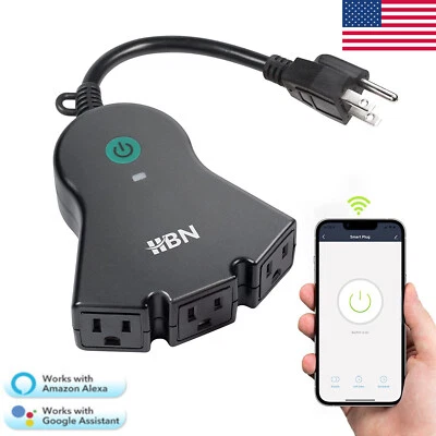 HBN WiFi Smart Plug with 3 Independent Outlets works with Alexa/Google Assistant - Image 1 of 4
