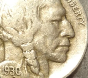 1930 BUFFALO NICKEL DOUBLE DIE EYE & NOSE ERROR - Picture 1 of 3