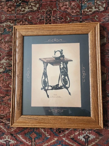 Wilcox & Gibbs 1878 Sewing Machine Print by Jay Zinn Framed 12' x 14" Signed Cover