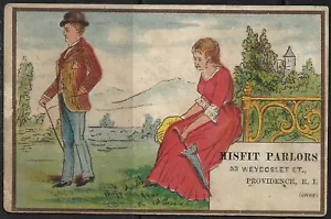 Carta commerciale vittoriana Misfit Parlors 4,5 "x 2,75" Providence Rhode Island - Foto 1 di 2