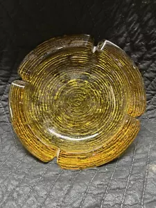 "Cenicero de vidrio vintage Anchor Hocking miel ámbar mediados de siglo 8,5"" redondo" - Imagen 1 de 3