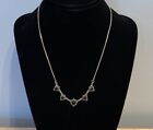 Sterling Silver Necklace Black Stones Vintage Stamped 925 Delicate Gothic