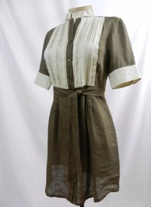 NWT $175 size 8 ETCETERA VINTAGE LINEN SHIRT-WAIST TUNIC TOP with BELT TIE - Picture 1 of 6