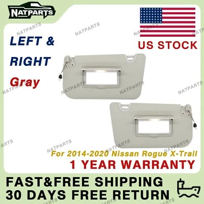 Пара серых солнцезащитных козырьков с подсветкой для Nissan Rogue X-Trail 2014-2020 96401-4BA3E - Изображение 1 из 4