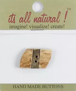 Botones de hueso natural hechos a mano - antiguos marrón/dorados 10x18 mm incrustación de latón giratorio - Imagen 1 de 4