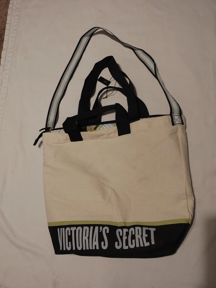 Victoria's Secret Insulated Cooler Tote Canvas Baroque Carry 2 Bag Set All in 1