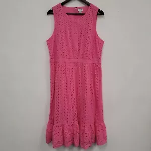 J Crew Womens Sleeveless Eyelet Midi Dress Size 16 Pink Preppy Easter Spring NWT - Picture 1 of 12