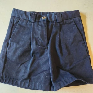 Izod Shorts Boys Sz 5 Slim Navy Pleated Adjustable Waist Poly Blend Pockets - Picture 1 of 8