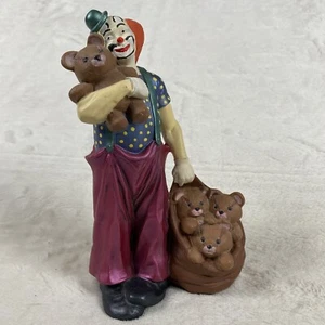 Hobo Clown Figur mit Teddybär Tasche - selten Vintage Sammlerstück Clown Deko - Bild 1 von 7