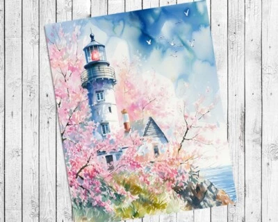 LIGHTHOUSE Print Home Decor Print, 8x10 CARDSTOCK Print ONLY, NO FRAME - Image 1 of 3