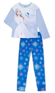 Disney Frozen Mädchen 2-teiliges Pyjama-Set Flanellhose Elsa neu mit Etikett blau Größe S 6/6x - Bild 1 von 3