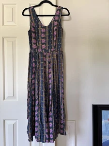 ModCloth Jumpsuit Wide Leg Paisley Print Navy Blue Size Small Pockets - Picture 1 of 10