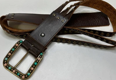 Cinturón Ariat Western para mujer 34 cuero marrón con tiras tachonado hebilla llamativa Foto 1 de 4