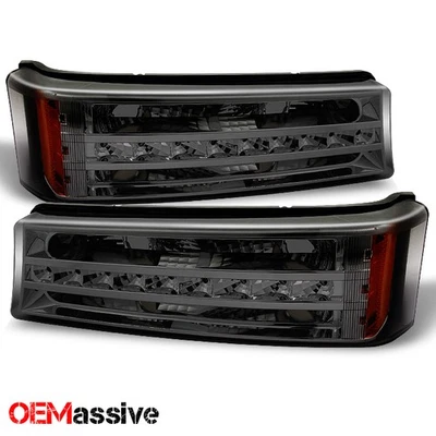 Fits 03-06 Chevy Silverado Avalanche LED Bumper Lights Turn Signal Lamps Smoke - Image 1 of 4