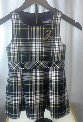 Lands End 4 Years Girls School Uniform Lucas Christian Academy Plaid Jumper — 第 1/4 张图片