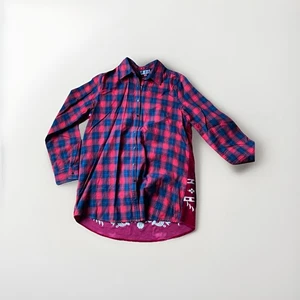 Camisa Paparazzi Manga Larga Mediana Bordada a Cuadros Terciopelo Espalda Manga Larga - Imagen 1 de 6