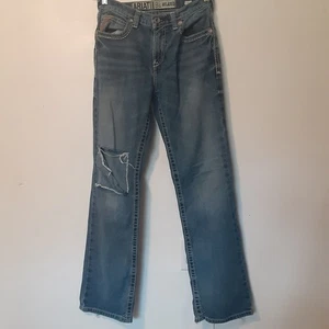Ariat Boys Youth B4 Relaxed Jeans Size 16 Straight Leg Western Blue Distressed - Picture 1 of 12