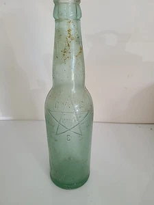 Vintage CB Co. Soda Bottle Norfolk, VA, Aqua w/ Pentagram Star - Picture 1 of 7
