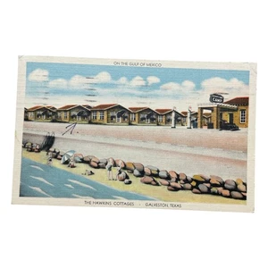 De colección 1942 Galveston TX Postal Hawkins Cottages Gulf Beach Escena Fort Crockett - Imagen 1 de 2