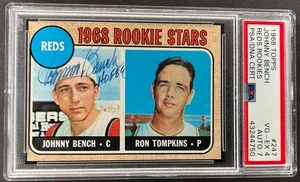 1968 Topps #247 Johnny Bench RC Rookie PSA 4 VGEX Auto 7 HOF Reds Signed PSA/DNA - Bild 1 von 4