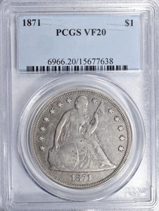 1871 SEATED LIBERTY DOLLAR ~ NICE BOLD PROBLEM-FREE PCGS VF20! - Picture 1 of 4