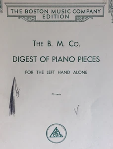 Vintage Music Book The BM Co. Digest Of Piano Pieces Left Hand Alone c1940s - Bild 1 von 4