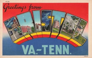 Bristol VA -TENN Postcard Greetings Large Letter Multiview About 1940s Q10 - Picture 1 of 2