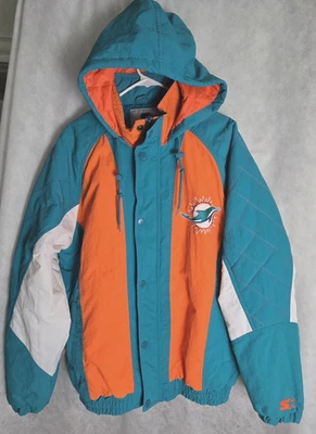 Chaqueta de iniciación acolchada vintage de los Miami Dolphins cremallera completa NFL años 90 talla grande Foto 1 de 4