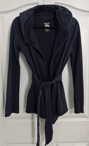Lucky Brand EUC Wrap Cardigan Hoodie Long Sleeve Cotton Dark Navy S/P Small NICE - Picture 1 of 10