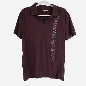 Calvin Klein Jeans Herren Gr. Large weinrot Baumwolle Poloshirt offener V-Ausschnitt - Bild 1 von 11