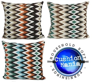 Cushions Large New Soft Chenille ZIG ZAG Scatter Cushions or Covers 17" X "17" - Picture 1 of 10
