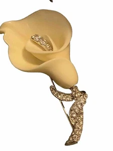 Large Vintage NOLAN MILLER Calla Lily Brooch Pin 2.5” Classified Collection Y2K - Picture 1 of 12