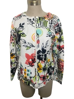 Onque Floral Italy Cotton Zip Up Sweatshirt Cardigan Pisa Florence Rome Size L Foto 1 de 4