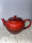 Le Creuset Stoneware Short Round Teapot Cerise Cherry Red-AS IS