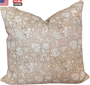 Vintage Floral Throw Pillow Cover Modern 18X18 Transitional Double-Sided (Sand a - Picture 1 of 7