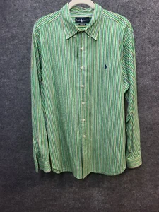 Ralph Lauren Mens Shirt Button Down Green Stripe XXL Cotton Classic Fit  - Picture 1 of 11